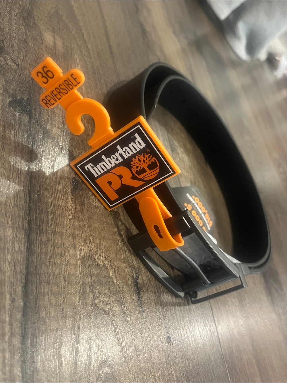 Timberland PRO Black Belt with Orange Logo Tag